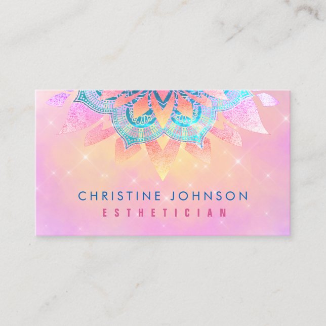 flower decor pastel pink background business card (Front)