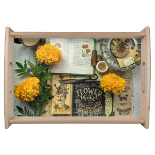 Flower Decoration Close Up  Serving Tray