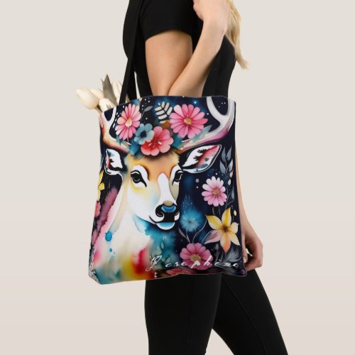 Flower Deer Tote Bag