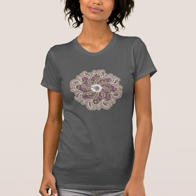 Flower & denim thorn purple plum circle T-Shirt (Front)