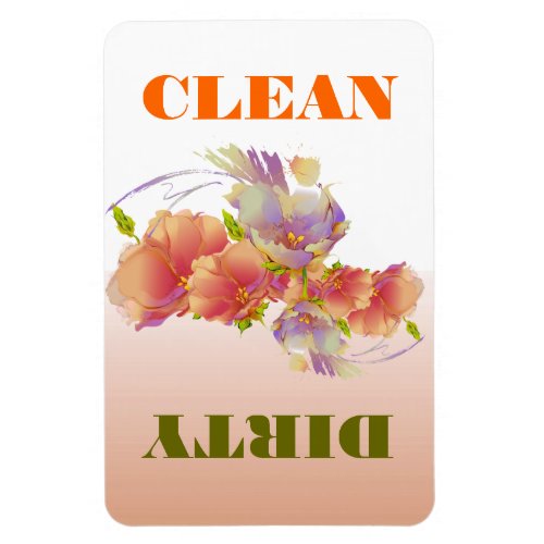 Flower Design Clean or Dirty Dishwasher Magnet