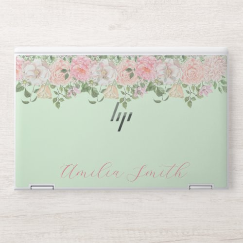 Flower Design Custom Name Monogram HP Laptop Skin