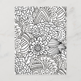 Flower Design Doodle Postcard