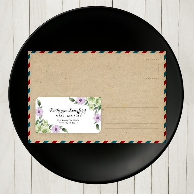 Flower Design Editable Template Return Address Label (Creator Uploaded)
