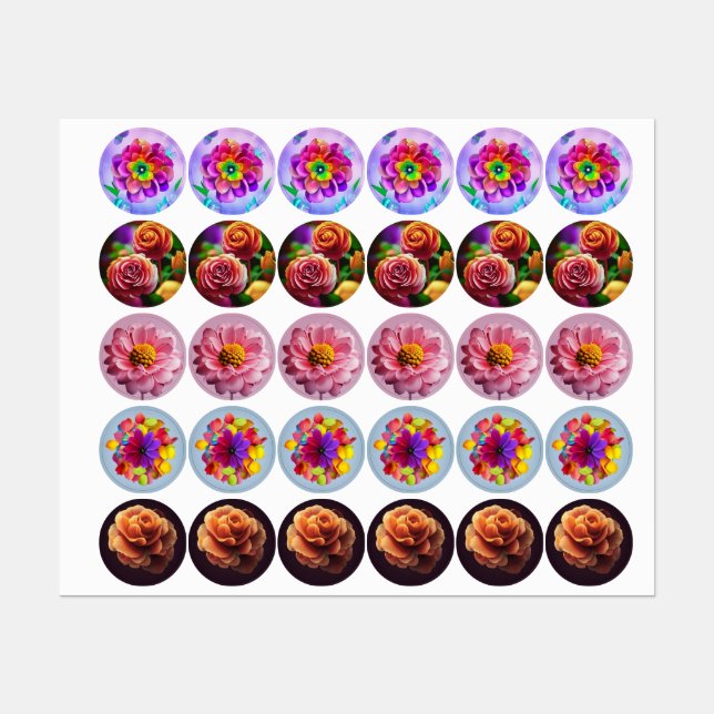  Flower design  Labels (Sheet)