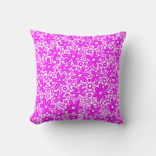 Flower Design - Magenta on White Throw Pillow