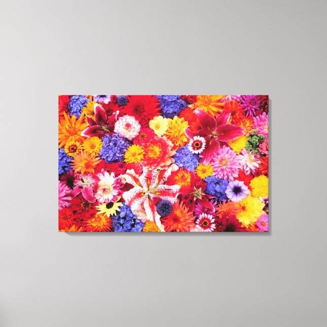 Flower design of Dalhia, Oriental Lilies, Canvas Print (Front)