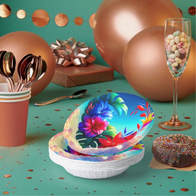 Flower Design Paper Bowls (Multi)