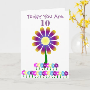 Flower Design Personalised 10th Birthday Card