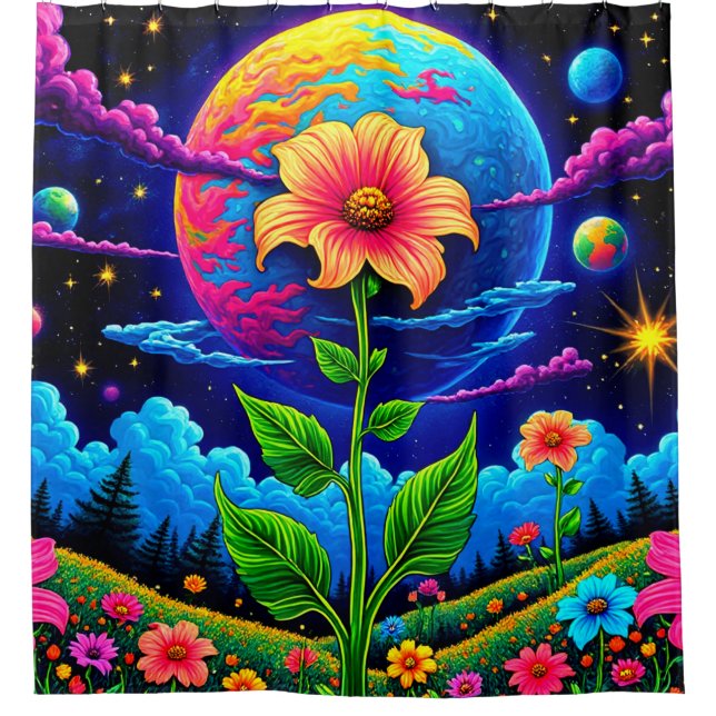 Flower Design Shower Curtain (Front)