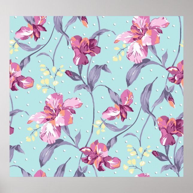 flower design textile illustrationart,background,d poster (Front)