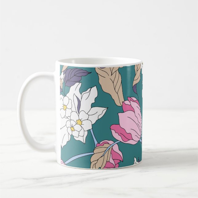 flower design textile illustrationart,pattern,back coffee mug (Left)