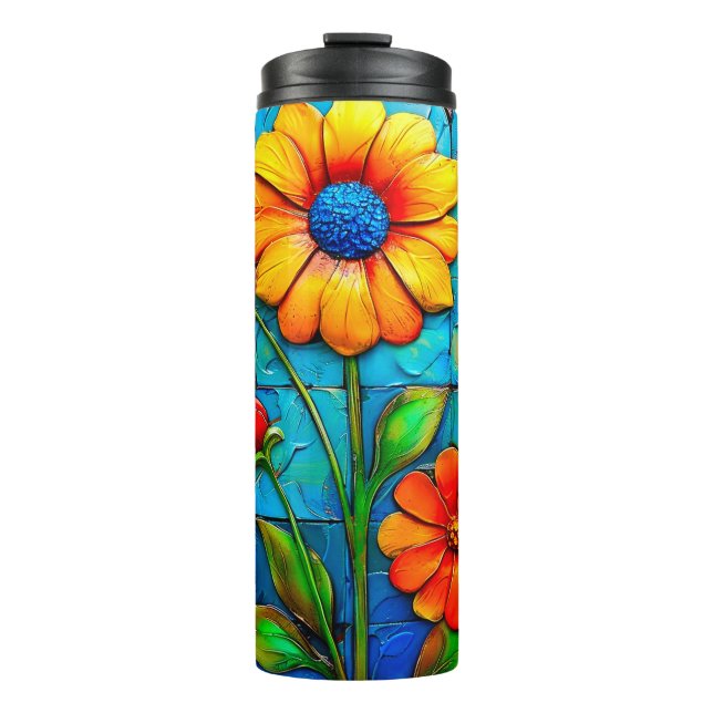 Flower Design Thermal Tumbler (Front)