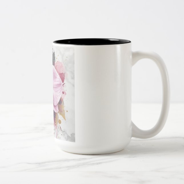 Flower Design  Two-Tone Coffee Mug (Right)