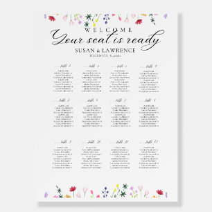 Flower Design Wedding 12 Table Seating Chart Foam Board