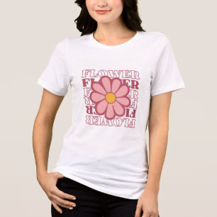 Flower design word women T shirt 
