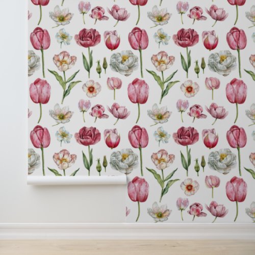 Flower detailed collection peony tulip rose daisy wallpaper 