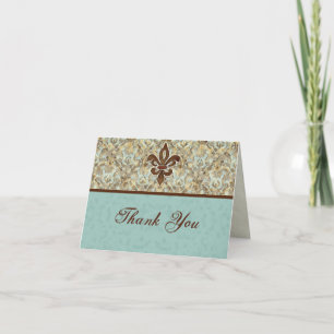 Flower di Lys Damask Thank You Note Cards