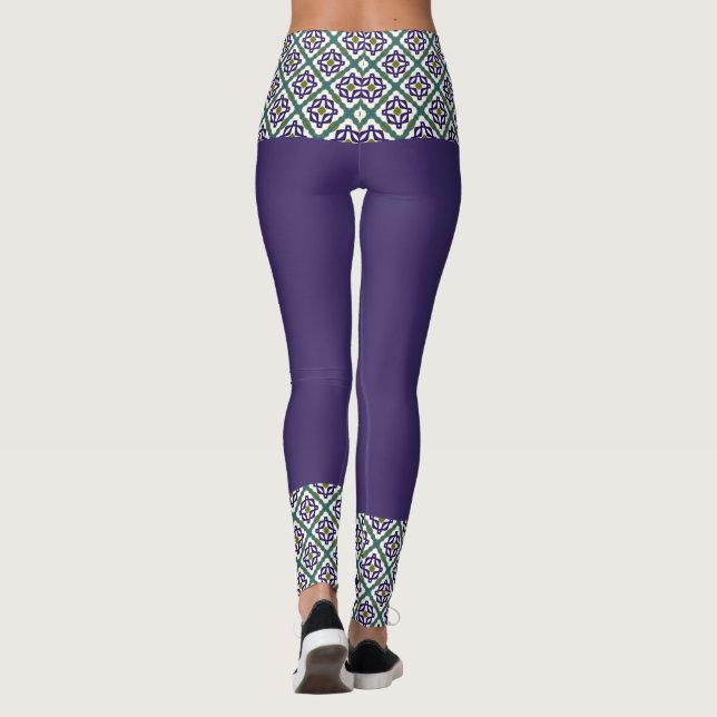 Flower Diamond Star Pattern Leggings (Back)