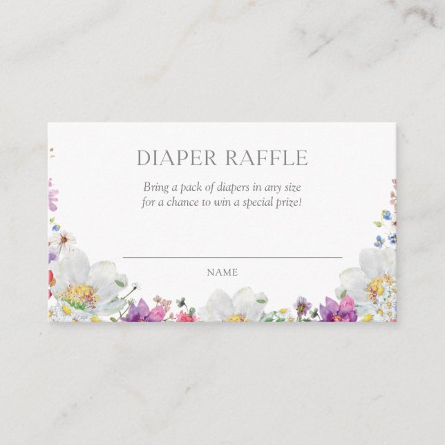 Flower Diaper Raffle Insert Enclosure Card (Front)
