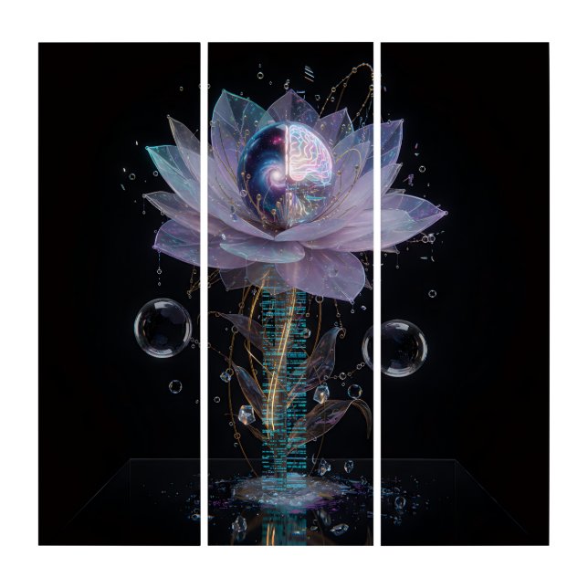 Flower: Digital Awakening | Triple Painting Triptych (Front)
