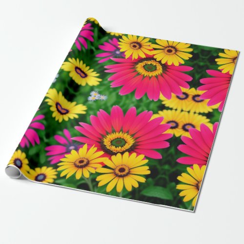 Flower display assorted colorful blooming flowers wrapping paper