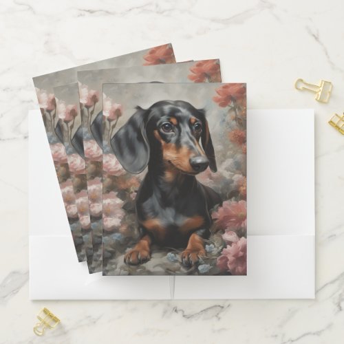 Flower Dog Breed Portraits 10 Pocket Folder