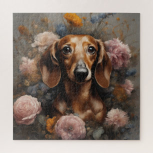 Flower Dog Breed Portraits 1 Jigsaw Puzzle