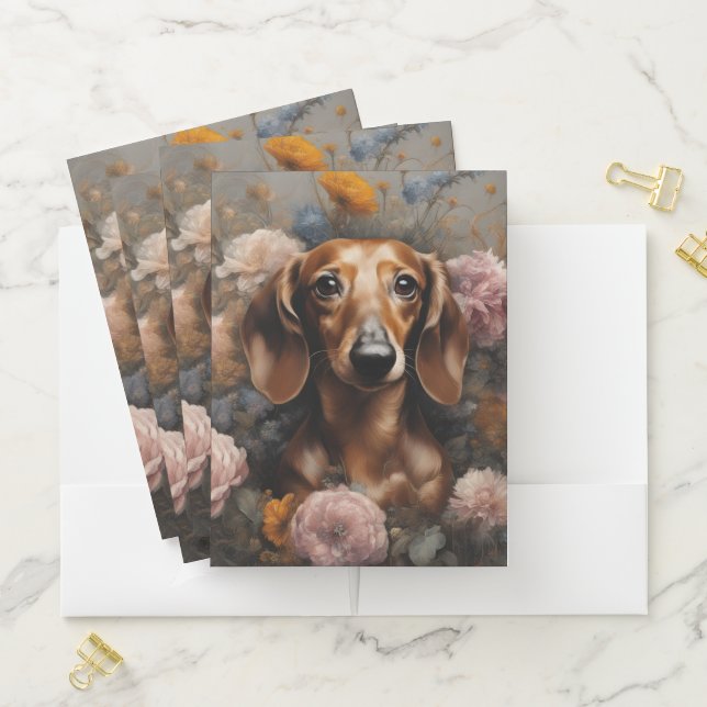 Flower Dog Breed Portraits 1 Pocket Folder (In Situ)