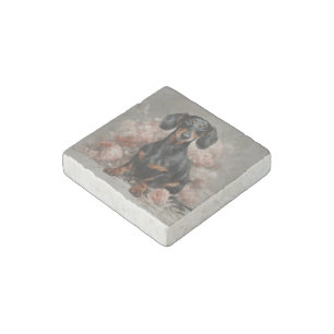 Flower Dog Breed Portraits 2 Stone Magnet