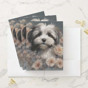 Flower Dog Breed Portraits 6 Pocket Folder