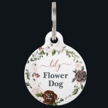 Flower Dog | Dog in Wedding Monogram Pet ID Tag<br><div class="desc">Who doesn't want to show off their fur-babies on one of the most special days in their lives? Designs features beautiful floral wreath framing your choice of personalization. "Flower Dog" and pet name inscribed on the front with the wedding date on the back. Add your custom wording to this design...</div>