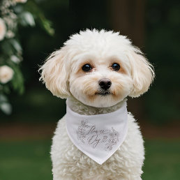 Flower Dog Script Heart Paw Print Floral Wedding Pet Bandana Collar