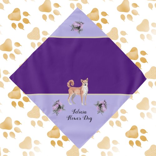 Flower Dog Wedding Light and Dark Purple Shibu Inu Bandana