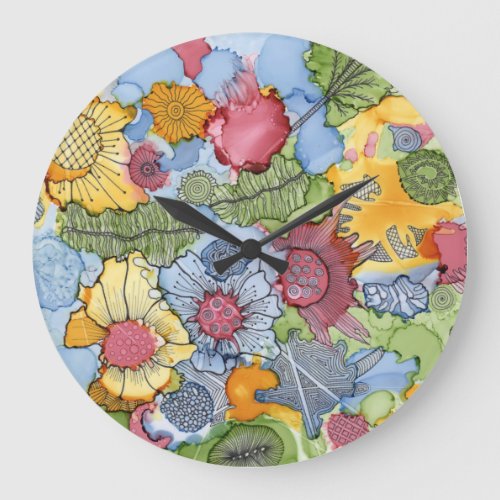 Flower Doodle Acrylic Wall Clock