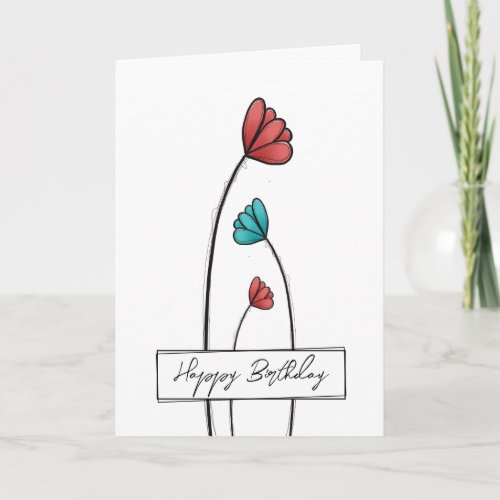 Flower Doodle Birthday Card