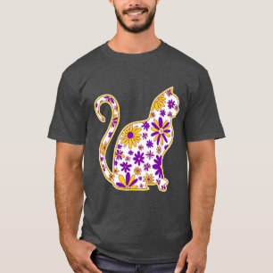 Flower doodle cat LGBTQ+ Intersex Pride Flag T-Shirt