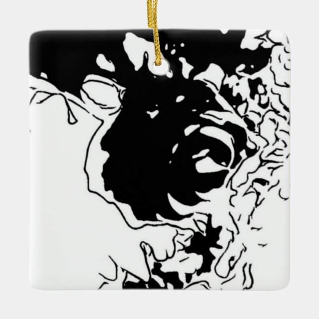 Flower Doodle Ceramic Ornament (Front)