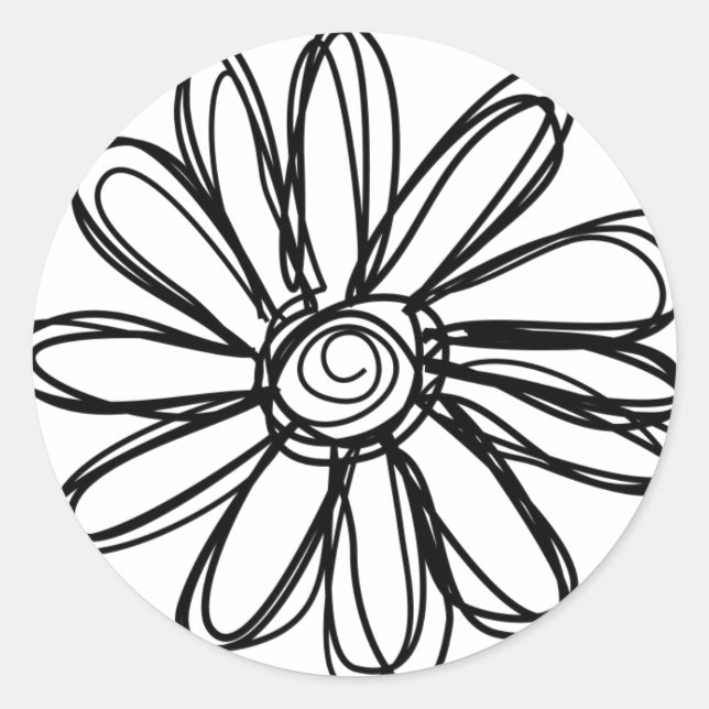Flower doodle classic round sticker (Front)