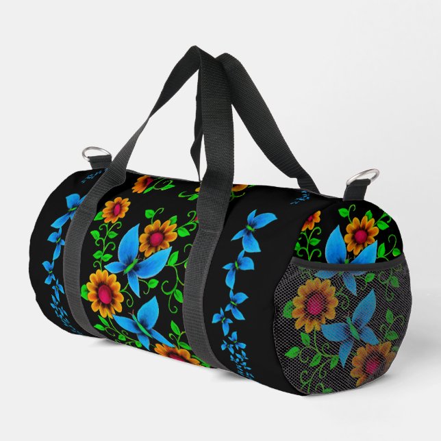 Flower Doodle  Duffle Bag (Right Corner)