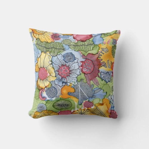 Flower Doodle Throw Pillow