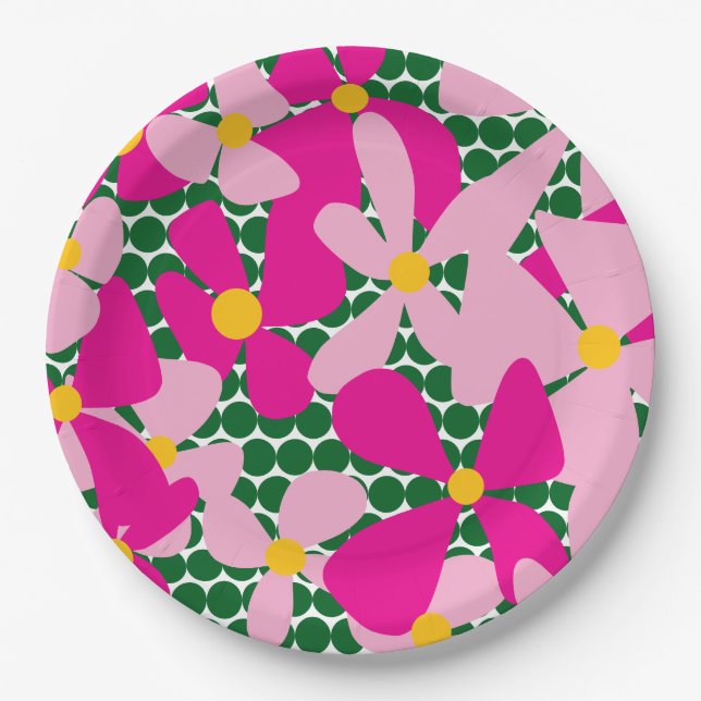 Flower Doodle Throw Pillow Paper Plates (Front)