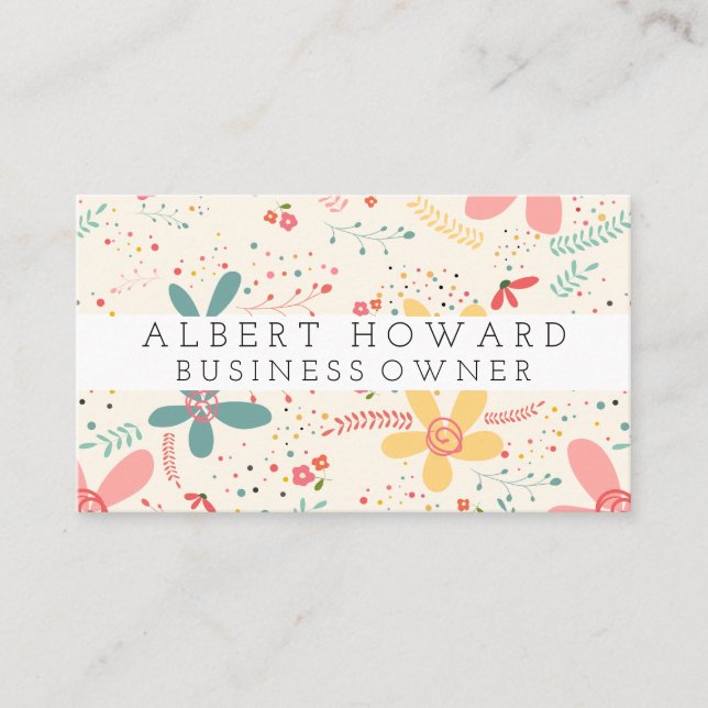 Flower Doodles Business Card (Front)