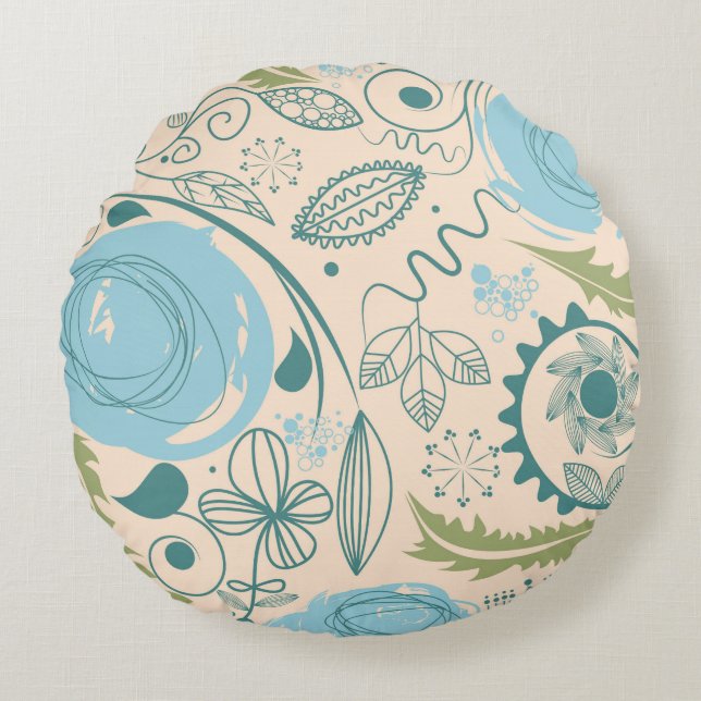 Flower Doodles Round Pillow (Front)