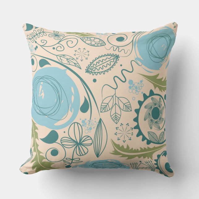 Flower Doodles Throw Pillow (Front)