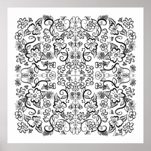 Flower Doodles You Color Poster