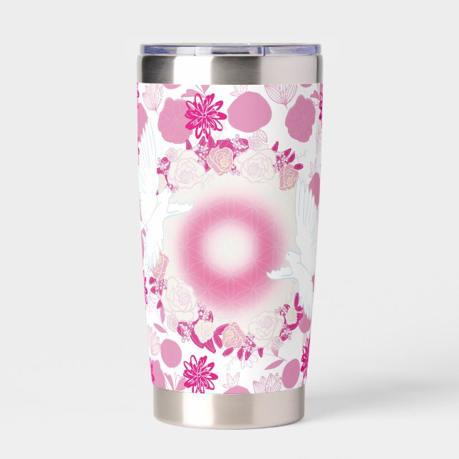 Flower dove insulated tumbler (Front)