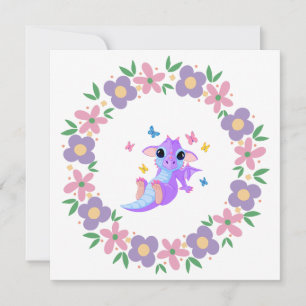 Flower Dragon Blank Card
