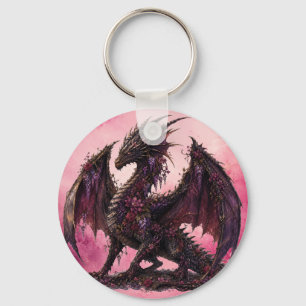 Flower Dragon   Botanical Fantasy Dragon Keychain