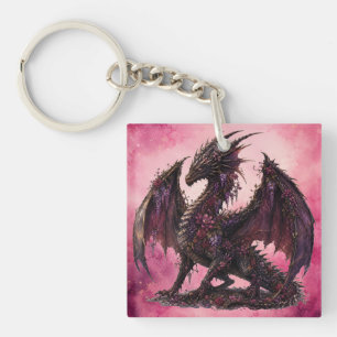 Flower Dragon Botanical Fantasy Dragon Keychain